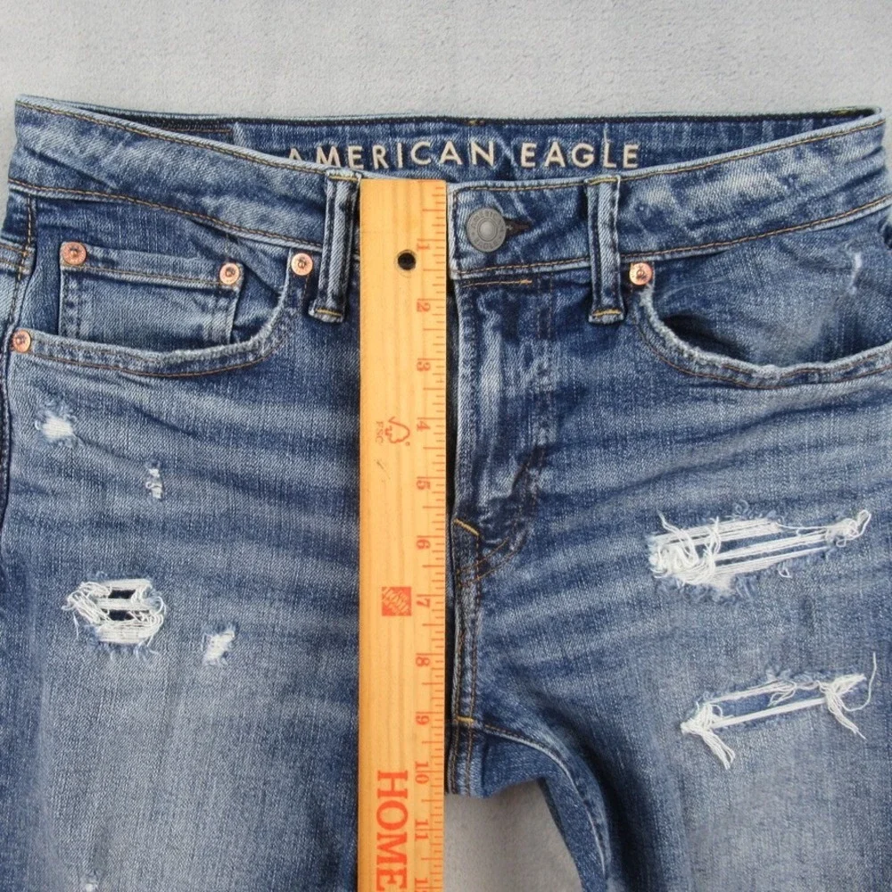 American Eagle Athletic Skinny Jeans Mens 29x30 Blue Distressed Airflex 3552